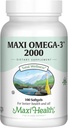 Maxi Health Omega 3 Fish Oil 2000mg – Fish Oil Omega 3 Supplements with No Fishy Aftertaste – Triple Strength EPA DHA – Kosher Omega3 Supplement to Help Support Overall Wellness (100 Softgels)