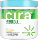 Cira Daily Greens - Naturally Sweetened, Organic Spirulina Superfood Powder with Premium, Antioxidant-Rich Ingredients for Debloating, Digestion, & Energy - Pineapple Coconut, 30 Servings