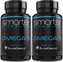 (2 Pack) Smarter Omega 3 Fish Oil, Berry Flavor, Burpless, Tasteless, 2000mg, Potent Triple Strength DHA EPA Brain OMEGA3, Made with AlaskOmega®