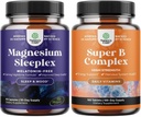 Bundle of High Absorption Magnesium Sleep Supplement - Rest Support Magtein Magnesium L-Threonate & Apigenin Theanine and Super Vitamin B Complex with Thiamin, Riboflavin, Niacin, 6, 12 and Folate