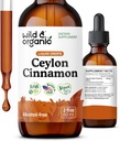 Wild & Organic Ceylon Cinnamon Extract Liquid Drops 500mg - Liquid Cinnamon Supplements for Overall Support - Cinnamomum Verum Bark Tincture - Vegan, Sugar & Alcohol-Free, Non-GMO - 2 fl oz