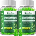 2 Pack Sea Moss Gummies - 120 Vegan Irish Moss Gummy Bears - Made with Natural & Organic Sea Moss Gel, Bladderwrack & Burdock Root - Seamoss Supplement for Energy, Immune Support