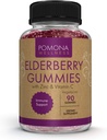 Pomona Wellness Elderberry Gummies with Zinc and Vitamin C for Immune Support 3-1 Chewable Black Elderberry Gummy Supplement for Kids and Adults, Vegan, 90 Gummies