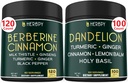 Bundle 7in1 Berberine HCl & 6in1 Dandelion Supplement - Support Immune, Digestion and Heart Health