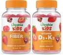 Lifeable Prebiotic Fiber Kids + Vitamin D3 + Vitamin K2 Kids, Gummies Bundle - Great Tasting, Vitamin Supplement, Gluten Free, GMO Free, Chewable Gummy