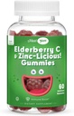Elderberry Zinc Gummies - Organic Sambucus Elderberry Gummies with Zinc and Vitamin C - Vegan Immune Support for Adults and Kids - Chewable Elderberries Supplements for Immunity Boost - 60 Gummies