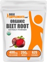 BulkSupplements.com Organic Beet Root Extract Powder - Beet Root Powder, Nitric Oxide Supplement - Vegan & Gluten Free, 400mg per Serving, 250g (8.8 oz) (Pack of 1)
