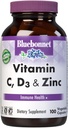 Bluebonnet Nutrition Vitamin C, D3 & Zinc, for Immune Health and Respiratory Function*, Soy-Free, Gluten-Free, Non-GMO, Kosher Certified, Dairy-Free, 100 Vegetable Capsules, 100 Servings