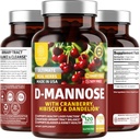 Number One Nutrition Premium D Mannose Supplement for Women and Men [Max Strength, 1350MG] Natural D-Mannose with Cranberry, Hibiscus and Dandelion for Urinary Tract Health, 120 Count