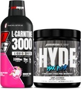 PROSUPPS L-Carnitine 3000 Stimulant Free Liquid Shots (31 Servings, Dragon Fruit) and Hyde Max Pump Pre Workout for Men and Women (20 Servings, Unflavored) Bundle
