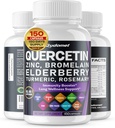 Quercetin Bromelain Zinc Vitamin D3 Elderberry Turmeric Rosemary Bilberry Sage Odorless Garlic Green Tea Milk Thistle Oregano -150 Capsules