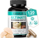 6 in 1 Mushroom Supplement - Focus, Memory, Nootropics Brain & Immune Support Mushroom Complex with Lions Mane, Reishi, Cordyceps, Chaga, Turkey Tail, Maitake (120 Capsules)