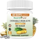 Chewable Iron Carbonyl 65 mg with Vitamin C 180 mg (for Women/Men) - Tablet in Pineapple Flavor 60 Count (1)