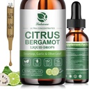 Citrus Bergamot + Soursop Liquid Drops with Garlic, Olive Leaf, Vitamin C D3, Black Pepper for Enhanced Absorption, Herbal Wellness Supplement for Cholesterol, Heart, Digestive & Immune, 2 Fl Oz