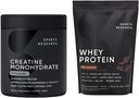 Sports Research Creatine Monohydrate (10.58 oz) and Dutch Chocolate Whey Protein (2 lbs), The Dynamic Duo for Lean Muscle Building, Improved Performance and Strength & Workout Recovery