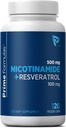 Nicotinamide 500 mg with Resveratrol 100 mg 120 Veggie Capsules - Non-GMO Vitamin B3, Supports Metabolic Health, NAD+, Skin Cell & Mitochondrial Energy Production. Made in USA for Men and Women