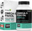 Renew Actives Omega-3 Fish Oil 2400MG per 2 Softgels - 720MG EPA & DHA - Supports Heart, Brain, Eye Health, & Triglyceride Reduction - No Fishy Aftertaste - Made in Canada - 120 Softgels