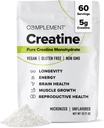 Complement Creatine Monohydrate Micronized Powder for Women and Men (5g, 60 Servings) Pre Workout, Post Workout, Muscle Recovery, Brain Health, Longevity- Vegan, Unflavored