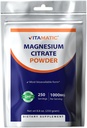 Vitamatic Magnesium Citrate 1000mg per Serving Supports Muscle, Joint, and Heart Health 250 Grams - 250 Servings