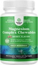 Sugar Free Magnesium Glycinate Chewable - Chewable Magnesium for Adults & Kids with Glycinate Taurate & Citrate Complex Plus Vitamins D3 B6 & C - Vegetarian Non-GMO & No Artificial Flavors (60 Day)