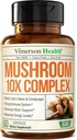 Potent Mushroom Complex with Turkey Tail, Lions Mane Extract, Shiitake Mushrooms, Reishi, Cordyceps, Maitake, Chaga & More – 10-in-1 Mushroom Supplement for Mental Clarity, Natural Energy & Focus