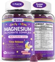 Magnesium Glycinate Gummies for Adults & Kids 4+, Sugar Free Magnesium Bisglycinate Supplement 400/200mg with B6D3, 5HTP, L-Theanine for Sleep & Relaxation, Brain, Muscle, Melatonin Free Gummies,1Pack