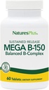 Natures Plus Mega B150 Complex, Sustained Release - 60 Vegetarian Tablets - Maximum Potency B Complex Vitamin Supplement - Gluten-Free - 60 Servings