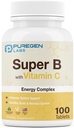 Puregen Labs Super B Energy Complex with Vitamin C - Immune Health, Energy & Nervous System Support - Non-GMO, Gluten-Free 100 Vegetarian Tablets