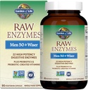Garden of Life 22 Digestive Enzymes for Men 50 & Over with Bromelain, Papain & Lactase Plus Probiotics & Vitamins B12, Biotin & Zinc – RAW Enzymes – Non – GMO, Gluten-Free, Vegetarian, 90 Capsules