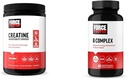 Force Factor Creatine Powder 60 Servings and Vitamin B Complex 60 Capsules Bundle for Muscle Gain, Strength, Energy, and Faster Recovery