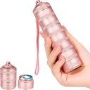 7 Day Travel Pill Organizer - Metal Waterproof Vitamin Case Pill Box, Daily Pill Container 7 Compartments, Weekly Pill Containers for Medicine Supplements Fish Oil