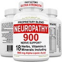 Neuropathy Support Nerve Supplement with 900 mg Pure Alpha Lipoic Acid - Maximum Strength Formula, Fortify Nerves in Fingers, Hands, Toes, & Feet - Best Peripheral Relief Support - 180 Capsules