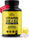 Vitamin D3 5000 IU + K2 with Magnesium Bisglycinate for Max Absorption | 90 Capsules | Immune Support | Promotes Heart, Bone and Muscle Health