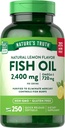 Nature's Truth Burpless Fish Oil 2400mg | 250 Softgels | 720 mg Omega 3 | Natural Lemon Flavor Pills | Non-GMO & Gluten Free Supplement