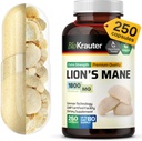 BIO KRAUTER Lions Mane Supplement Capsules 1800 mg - 250 Count - Vegan Lions Mane Powder Supplement for Brain Support - 3 Month Supply - No Fillers