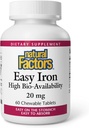Natural factors Easy Iron chewables 20mg 60 tabs (Multi-Pack)