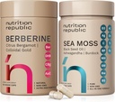 Berberine Supplement 1500mg with Citrus Bergamot and Colloidal Gold, 180 Capsules and Sea Moss Supplement with Black Seed Oil, Ashwagandha and Burdock Root, 60 Capsules - Bundle