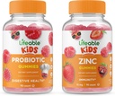 Lifeable Probiotic 2 Billion CFU Kids + Zinc Kids, Gummies Bundle - Great Tasting, Vitamin Supplement, Gluten Free, GMO Free, Chewable Gummy