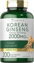 Carlyle Korean Ginseng Extract Capsules 2000 mg | 200 Capsules | Non-GMO and Gluten Free Formula | Standardized Panax Ginseng Supplement