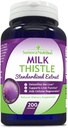 Milk Thistle Standardized Extract with 80% Silymarin 250 mg, 200 Capsules