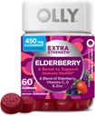 OLLY Extra Strength Elderberry Gummies, Immune Support, 450mg Elderberry, Vitamin C, D and Zinc, Berry - 60 Count