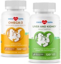 Milk Thistle + Omega 3 for Dogs Bundle - Liver and Kidney Support, Heart Health, Skin and Coat Support with EPA & DHA.