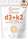 Micro Ingredients Vitamin D3 5,000 IU + K2 MK-7 100 mcg, 300 Softgels | 2-in-1 Bone, Immune & Heart Support | Easy to Swallow, Non-GMO