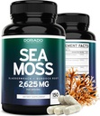 Irish Sea Moss Capsules 2,625mg (150 Capsules) with Bladderwrack & Burdock Root - Raw Seamoss Pills for Thyroid, Energy, & Immune Support - Third Party Tested, No Fillers, Vegan Safe, Made in USA