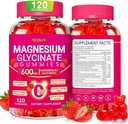 Magnesium Glycinate Gummies 600mg, Chewable Sugar Free Potassium Magnesium Gummies with Magnesium Glycinate, Vitamin D, B6 and CoQ10 for Sleep, Relaxation, Brain and Muscle, 60 Days Supply