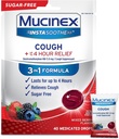 Mucinex Instasoothe Sugar Free Cough Drops, Cough Medicine for Adults with Dextromethorphan HBr, Non Menthol, Cough Suppressant Lozenges, Mixed Berry Medicated Cough Drops, 40ct