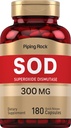 Piping Rock Superoxide Dismutase | SOD | 300 mg | 180 Capsules | Non-GMO, Gluten Free Supplement
