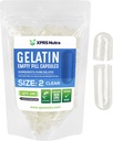XPRS Nutra Size 2 Empty Capsules - 100 Count Clear Empty Gelatin Capsules - Pills DIY Capsule Filling - Pure Bovine Pill Gel Caps for Do-It-Yourself Supplements