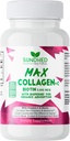 Sundhed Max Collagen Plus C - All Natural Collagen with Biotin & Bioperine to Boost Anti Aging Hydration & Skin Firmness - Strengthen Bones & Nails (Capsules 2-Month) (120 Count)