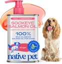Native Pet Salmon Oil for Dogs & Cats – Pure Omega-3 Fish Oil for Dogs Supplement for Skin & Coat, Joint & Heart Health - Dog Anti-Inflammatory – 100% Wild-Caught Alaskan Sockeye Salmon – 8 oz